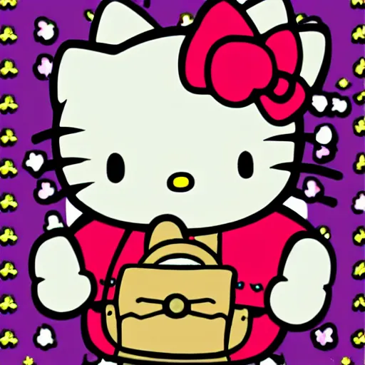 Prompt: hello kitty smoking a cigarette