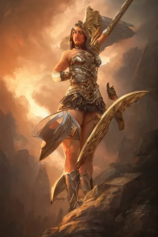 Image similar to amazon valkyrie athena, d & d, fantasy, portrait, highly detailed, headshot, digital painting, trending on artstation, concept art, sharp focus, illustration, art by artgerm and greg rutkowski and magali villeneuve