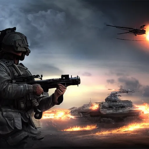 Prompt: future battlefield cg illustration 4 k big picture