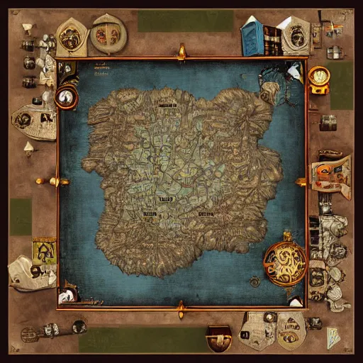 Image similar to roleplaying game table top map a steampunk town, perfect textures, 8k, high details, neat