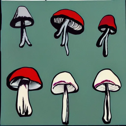 Image similar to mushrooms : : by andy warhol : :