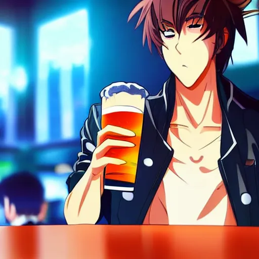 2D Masculine but cute anime girl sitting at a bar, | Stable Diffusion |  OpenArt