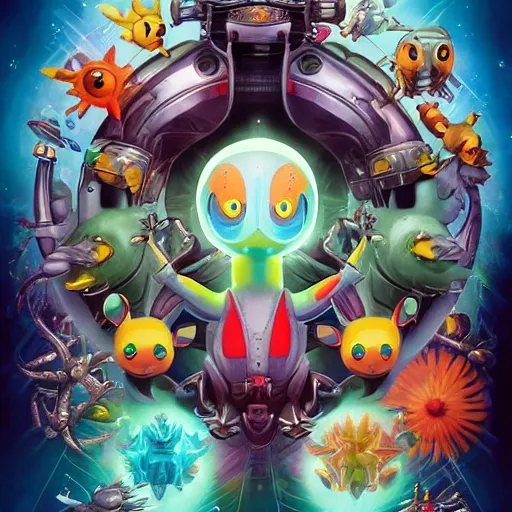 Image similar to biopunk pokemon poster, Pixar style, by Tristan Eaton Stanley Artgerm and Tom Bagshaw.