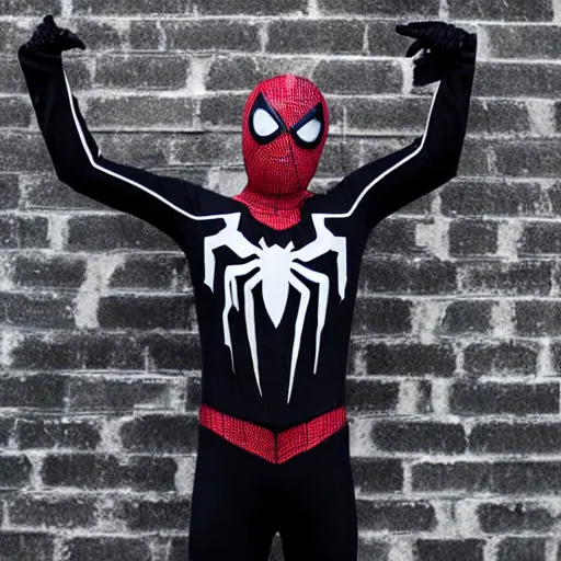 Image similar to Black metal Spider-Man suit