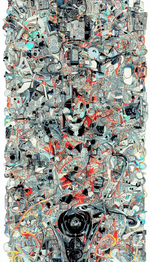 Prompt: techno artwork, by james jean,