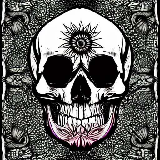 Prompt: psychedelic art of a skull