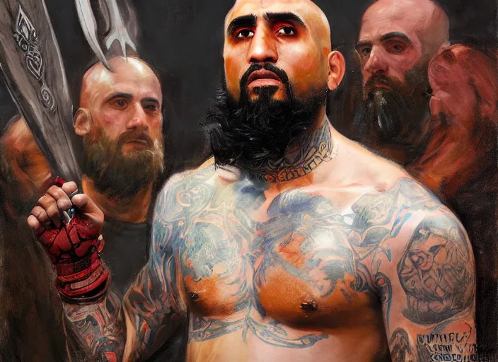 Image similar to a highly detailed beautiful portrait of arturo vidal as kratos, by gregory manchess, james gurney, james jean