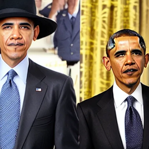 Image similar to obama wearing fedora