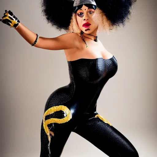 Image similar to Doja Cat as Cat Woman, Studio Quality Photoshoot