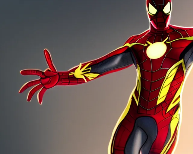 Image similar to photorealistic sketch of the mcu iron spider