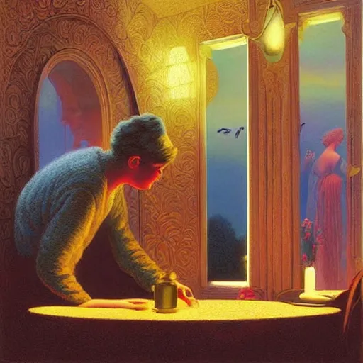 Image similar to art by delphin enjolras, james christensen, rob gonsalves and tim white