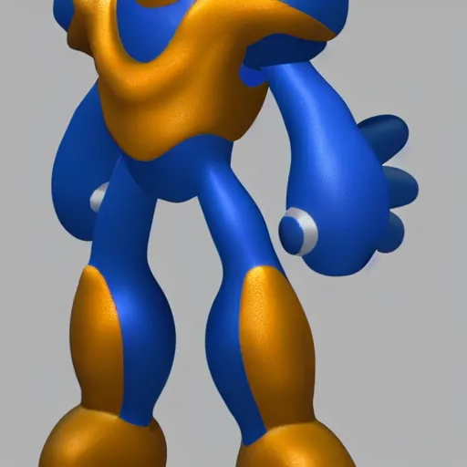 Prompt: 3d render of a video game character similar to a megaman boss