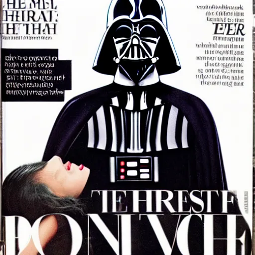 Prompt: darth vader on the covr of Vogue magazine