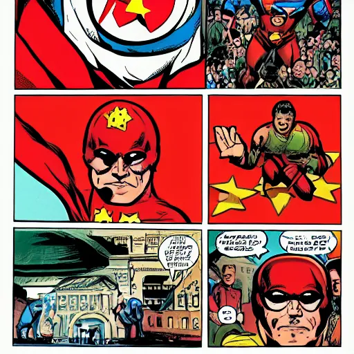 Prompt: a communist superhero in a comic book