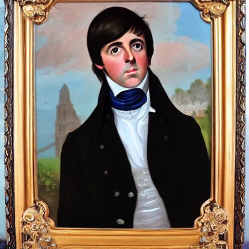Image similar to regency era painting of a young paul mccartney in the style of henry pierce bone