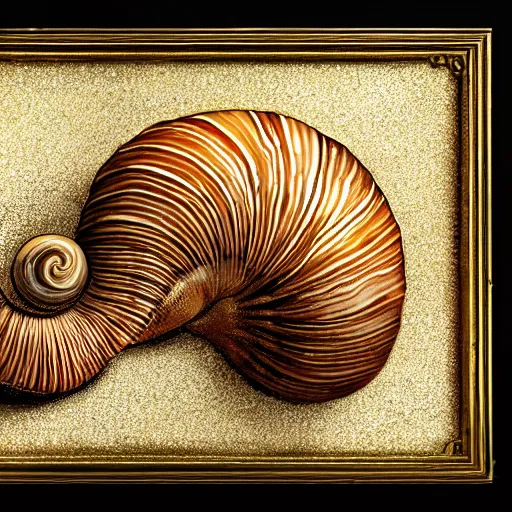 Image similar to snail shell, acrylic paint, cinematic, golden hour, vintage, f / 2. 8, cinecolor, lumen reflections, insanely detailed and intricate, hypermaximalist, elegant, ornate, hyper realistic, super detailed, at the shore