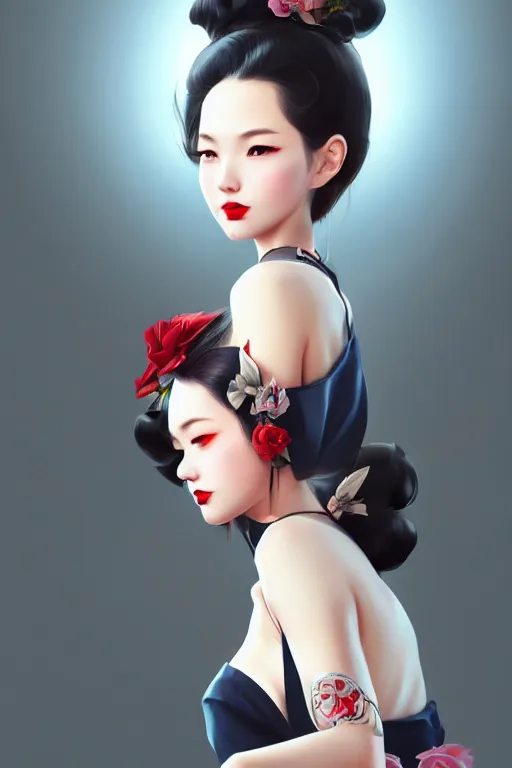 Image similar to a pin up and beautiful fashion charming dreamlke japan girl with lv jewelry, character art, art by artgerm lau and wlop and and ilya kuvshinov and john singer sargent, hyperdetailed, 8 k realistic, symmetrical, frostbite 3 engine, cryengine, dof, trending on artstation, digital art