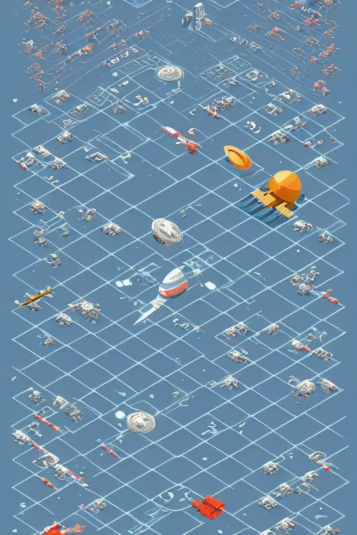 Image similar to space ship isometric design, pixel art, sprite sheet, game resources, futuristic van by josan gonzalez, victor calleja