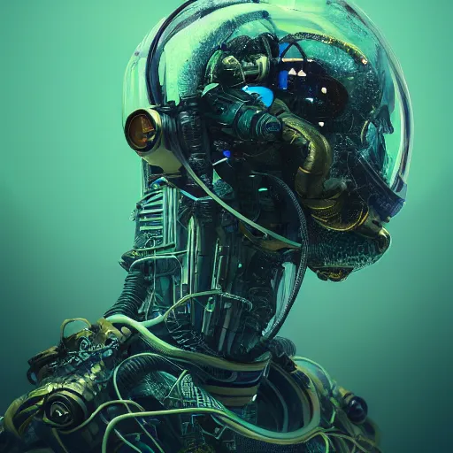 Image similar to hyperrealistic portrait of a squid monster astronaut, full body portrait, well lit, intricate abstract. cyberpunk, intricate artwork, by Tooth Wu, wlop, beeple. octane render,in the style of Jin Kagetsu, James Jean and wlop, highly detailed, sharp focus, intricate concept art, digital painting, ambient lighting, 4k, artstation