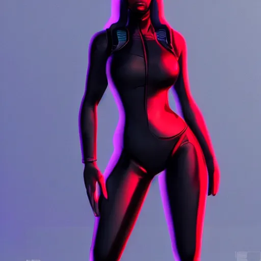 Image similar to 3 d video game style, nicki minaj wearing nike acronym techwear bodysuit, with yeezy shoes, dynamic pose, body shot, hyperealistic, futuristic, cyber, highly detailed, character art, trending on artstation, octane render, dynamic lighting, beautiful, beautiful colors, seductive