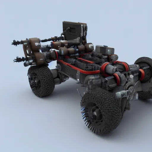 Image similar to small cyberpunk robot rover, 3 d render, post - processing, award winning, detaailed, 8 k