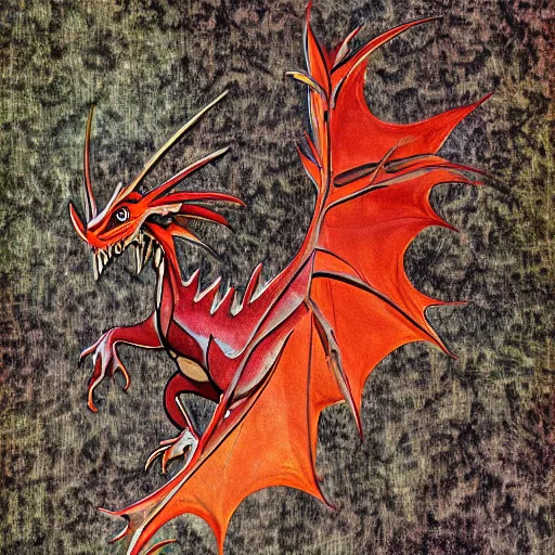 Image similar to exotic dragon with leaf skin and a leaf tail, thorns on his spine, by greg rutowski