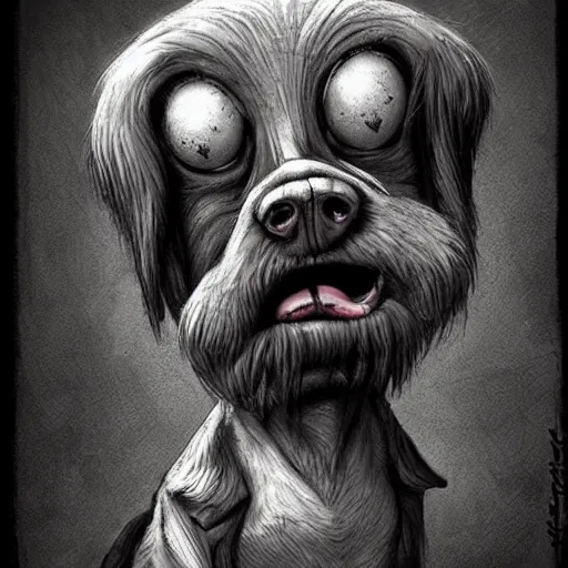 Prompt: grunge cartoon drawing of a cute evil dog by - michael karcz , loony toons style, horror themed, detailed, elegant, intricate