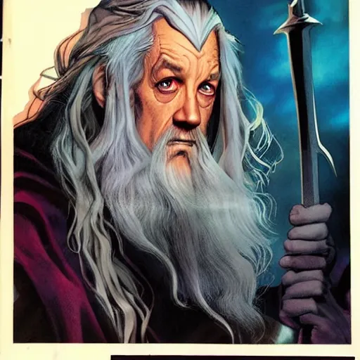 Image similar to comic book cover for'gandalf becomes a twitch streamer ', art by alex ross