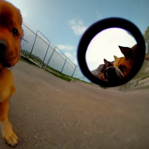 Image similar to Selfie of a dog, first-person view, fisheye lens, photorealistic imagery, trending on artstation, 4k, 8k