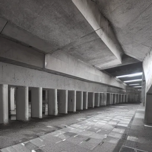 Prompt: brutalist underground holding facility