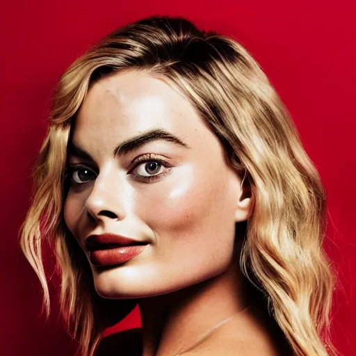 Prompt: Margot Robbie bust, soft lighting, sharp details, warm colors, studio portrait