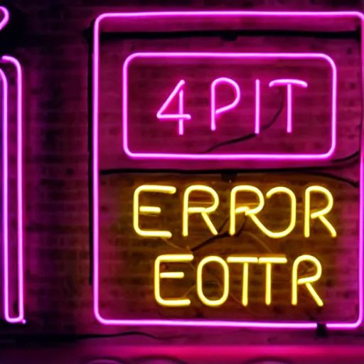 Prompt: neon sign with caption'error 4 0 4'