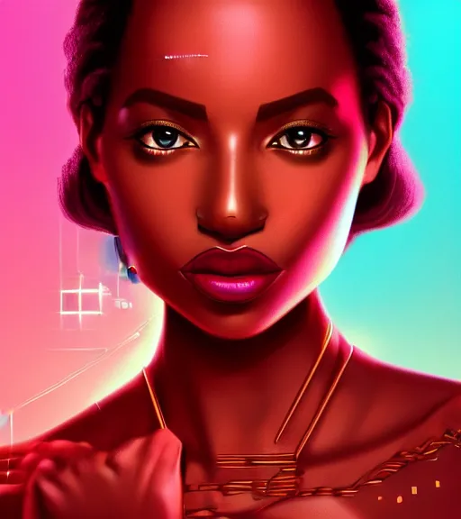 Prompt: symmetry!! ethiopian princess of technology, solid cube of light, hard edges, product render retro - futuristic poster scifi, lasers and neon circuits, brown skin man ethiopian princess, intricate, elegant, highly detailed, digital painting, artstation, concept art, smooth, sharp focus, illustration, dreamlike, art by artgerm