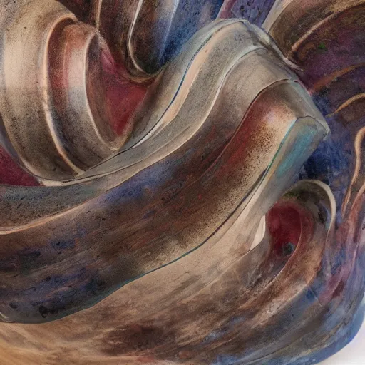 Image similar to beautiful abstract organic painted ceramic sculpture, in a gallery setting, influenced by jerome danikowski. professional studio photo, 3 5 mm, high definition