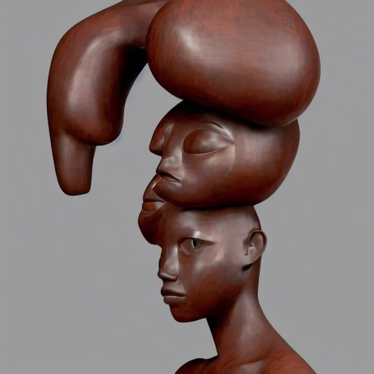 Image similar to monumental sculpture minimalist!!! portrait of a lupita nyong'o, beautiful symmetrical face accurate face detailed face realistic proportions, carved out of red oak wood on a pedestal by stephan balkenhol and martin puryear and ron mueck, geometric dramatic lighting shocking detail trending on artstation 8 k