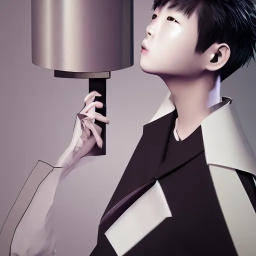 Image similar to korean boy inspired avant-garde art, deco fashion, highly detailed, photorealistic portrait, bright studio setting, studio lighting, crisp quality and light reflections, unreal engine 5 quality render