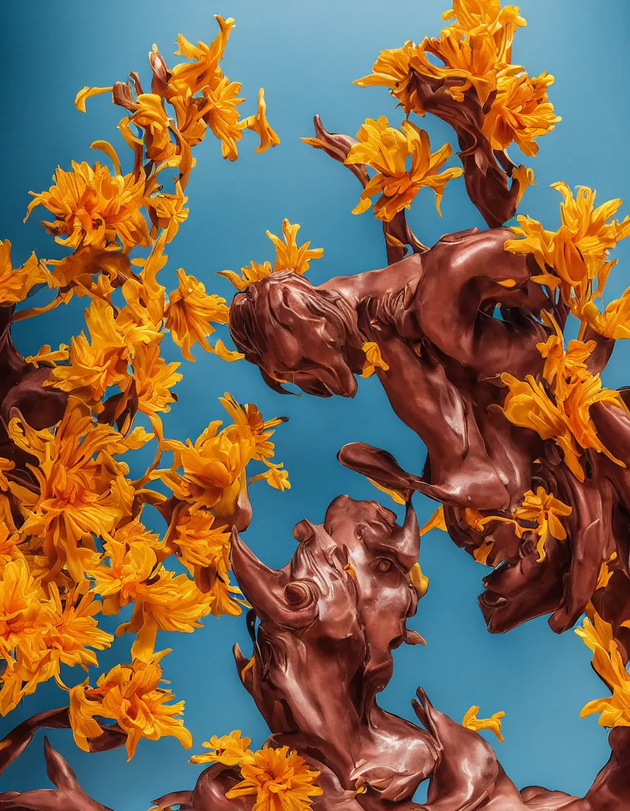 Image similar to a cowboy turning into blooms in real life. tropical sea slugs. bold complementary colors. volumetric lighting, beautiful, golden hour, sharp focus, ultra detailed. by leesha hannigan, ross tran, thierry doizon, kai carpenter, ignacio fernandez rios, noir art house, 4 k, 3 5 mm, fujifilm, sculpture by antonio canova