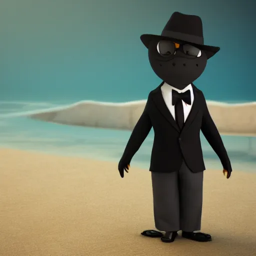 Prompt: a anthropomorphic whale with tuxedo suit, octane render