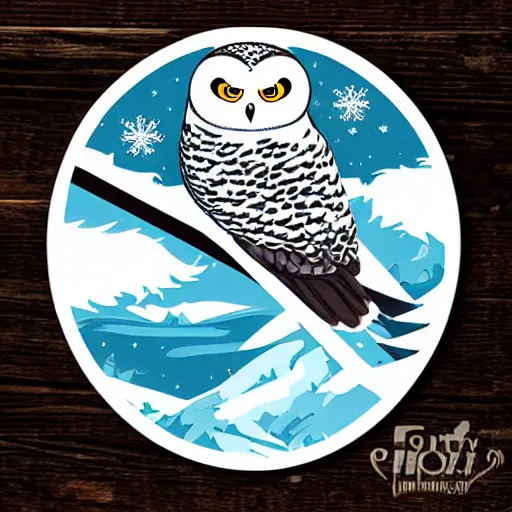 Prompt: snowy owl fantasy art cartoon sticker profile picture