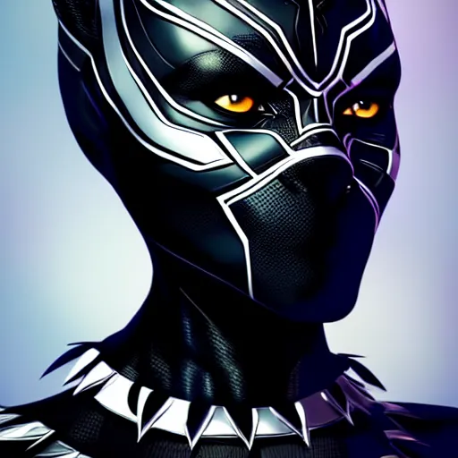 Prompt: portrait of woman black panther character, confident pose, sharp focus, illustration, highly detailed, concept art, matte, trending on artstation, anime, comics, marvel, art by wlop and artgerm and greg rutkowski, h 6 4 0