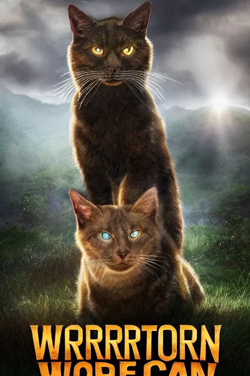 Image similar to a movie poster for warrior cats by wayne mclouglin, depth of field, sun flare, hyper realistic, very detailed, backlighting, cgi