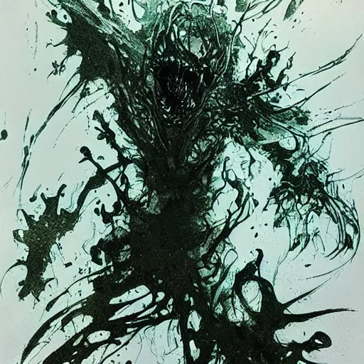 Prompt: liminal space creepy murkey water indoor ocean storm horrific creature underneath your feet, by dzo and scott fischer yoji shinkawa horror art