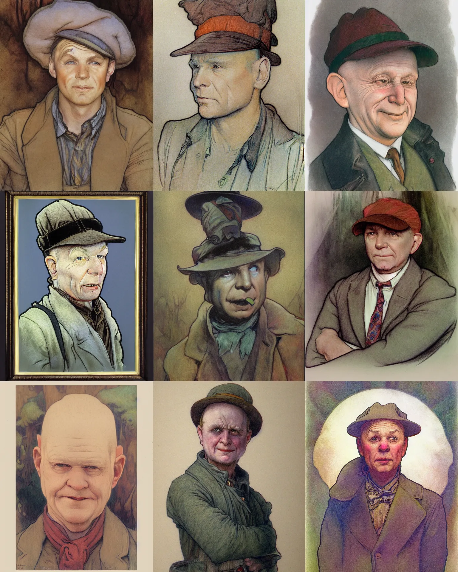 Prompt: colored chalk underdrawing linework portrait of elmer fudd raised by donato giancola, thomas moran, edmund dulac, fans hals, alphonse mucha, fashion photography, fully clothed