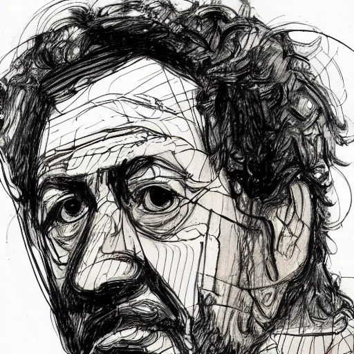 Image similar to a realistic yet scraggly portrait sketch of the side profile of a stern and sophisticated gene ween, trending on artstation, intricate details, in the style of frank auerbach, in the style of sergio aragones, in the style of martin ansin, in the style of david aja, in the style of mattias adolfsson