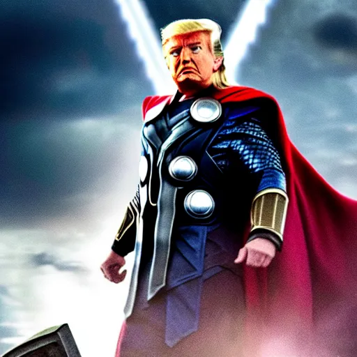 Image similar to cinematic still, donald trump as thor, avengers endgame ( 2 0 1 9 )