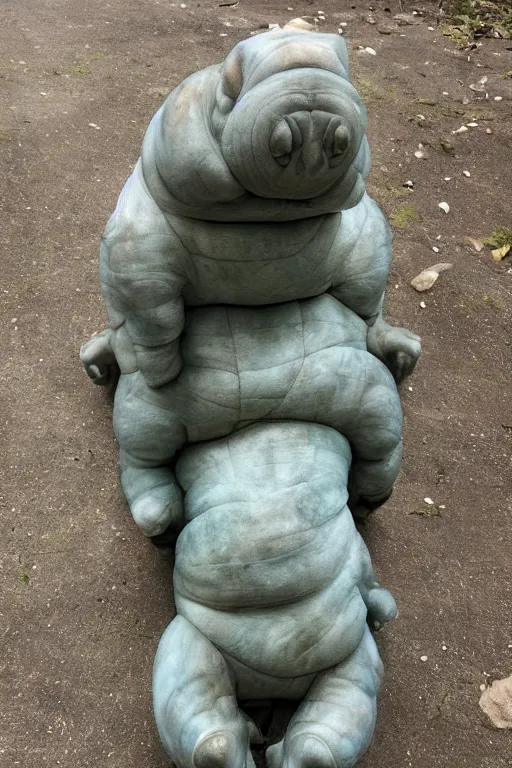 Prompt: enormous marble statue of a tardigrade