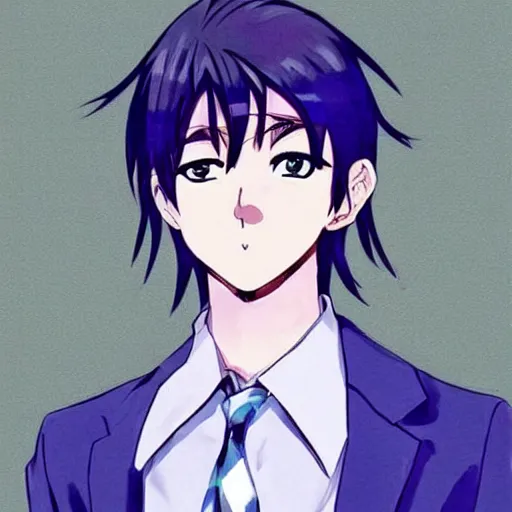 Prompt: Nick Mullen as a a cute anime boy