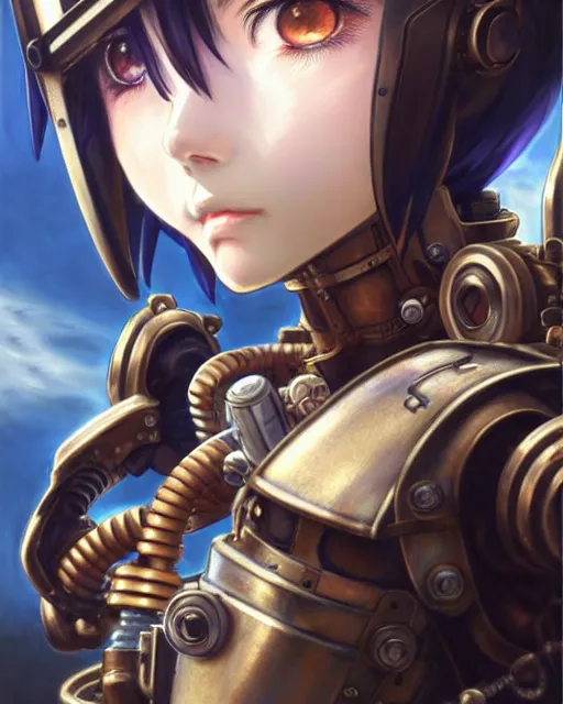 Image similar to portrait Anime Girl in mechanical armor steampunk cute-fine-face, pretty face, realistic shaded Perfect face, fine details. Anime. Bioshock steampunk realistic shaded lighting by katsuhiro otomo ghost-in-the-shell, magali villeneuve, artgerm, rutkowski Jeremy Lipkin and Giuseppe Dangelico Pino and Michael Garmash and Rob Rey