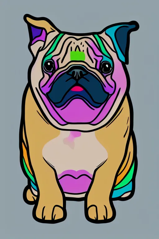 Image similar to Portrait of a bi chungus pug, sticker, colorful, illustration, highly detailed, simple, smooth and clean vector curves, no jagged lines, vector art, smooth