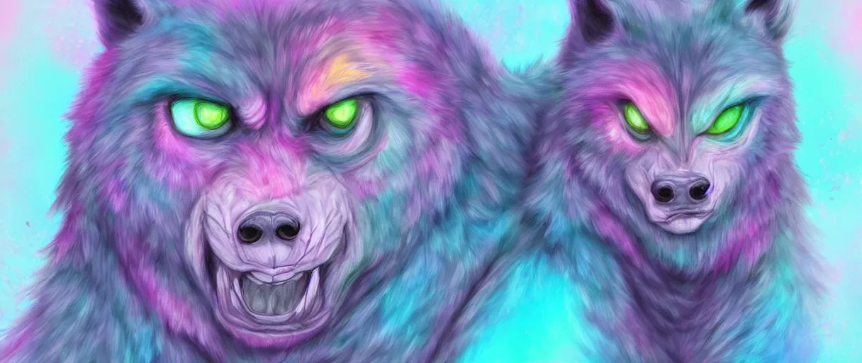 Image similar to kawaii pastel werewolf, digital art, pastel, colorful,